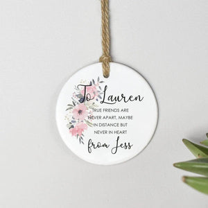 Personalised Friendship Ornament, Best Friend Gift, Lockdown Friend Gift, Ceramic Hanging Ornament, Galentine's Gift, Friend Valentines - Amy Lucy