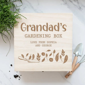 Personalised Gardening Box, Granddad Gift, Gardening Storage Box, Father's Day Gift, Granddad Gift, Wooden Engraved Box, Seed Box, Tool Box - Amy Lucy
