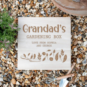 Personalised Gardening Box, Granddad Gift, Gardening Storage Box, Father's Day Gift, Granddad Gift, Wooden Engraved Box, Seed Box, Tool Box - Amy Lucy