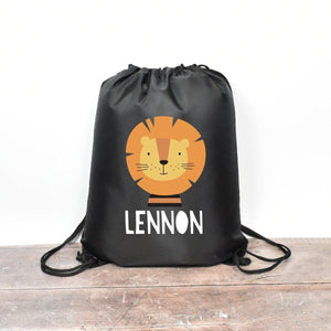Personalised Gym Bag Kids, Boys Lion Gym Bag, Boys Drawstring Bag, School Bag, Lion School PE Bag, Lion Pump Bag, Personalised Nursery Bag - Amy Lucy