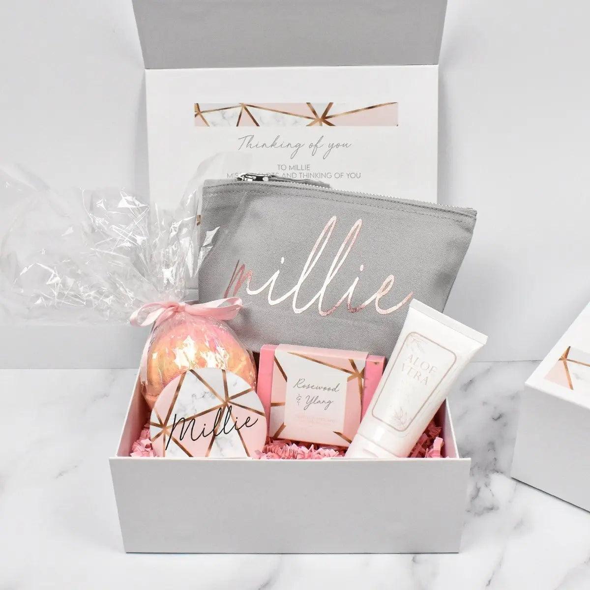 Personalised Happy Birthday Gift Box Filled, Rose Gold Best Friend Gift Box, Beauty Filled Gift Boxes, Thinking of You, Happy Birthday - Amy Lucy