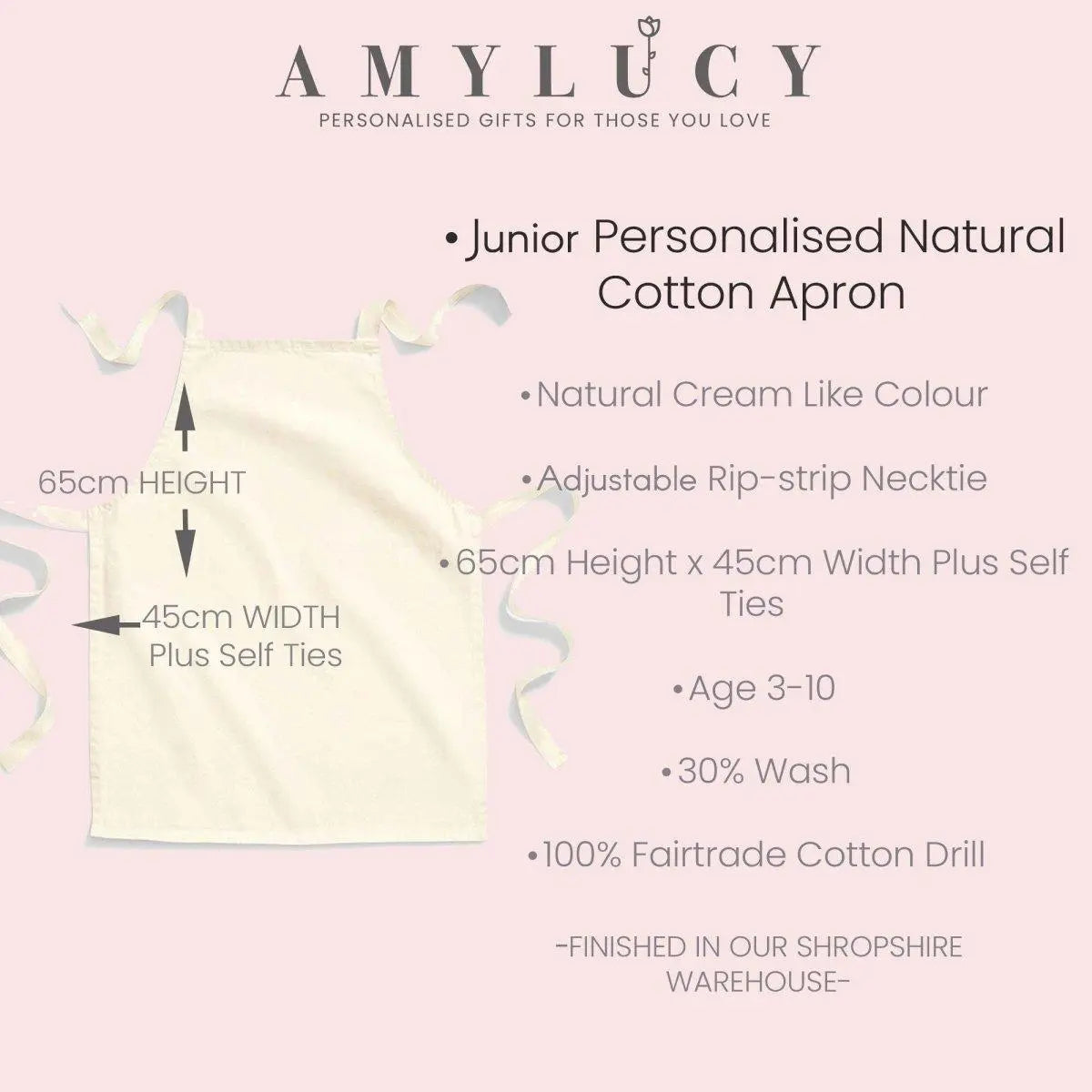 Personalised Initial Apron, Rose Gold Baking Gift, Watercolour Flowers Apron Cooking Gift, Initial Gift for Her, Custom Made, Your Words - Amy Lucy