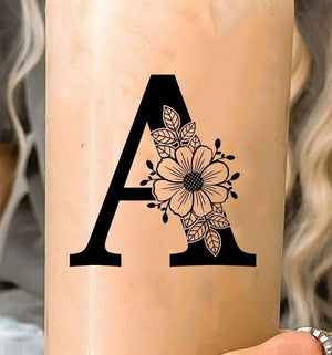 Personalised Initial Glass Tumbler with Straw, Bridesmaid Coffee Cup, Bride to be Tumbler, Name Coffee Drink Cup Bachelorette Libby Glass - Amy Lucy