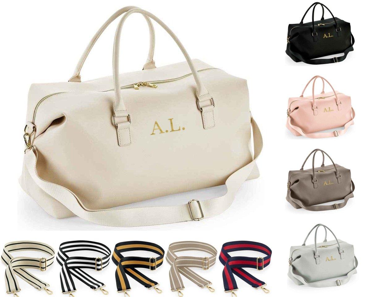 Personalised Initials Monogram Weekend Holdall Bag With Strap, Large Travel Bag, Initials Luggage Bag, Embroidered Bag, - Amy Lucy