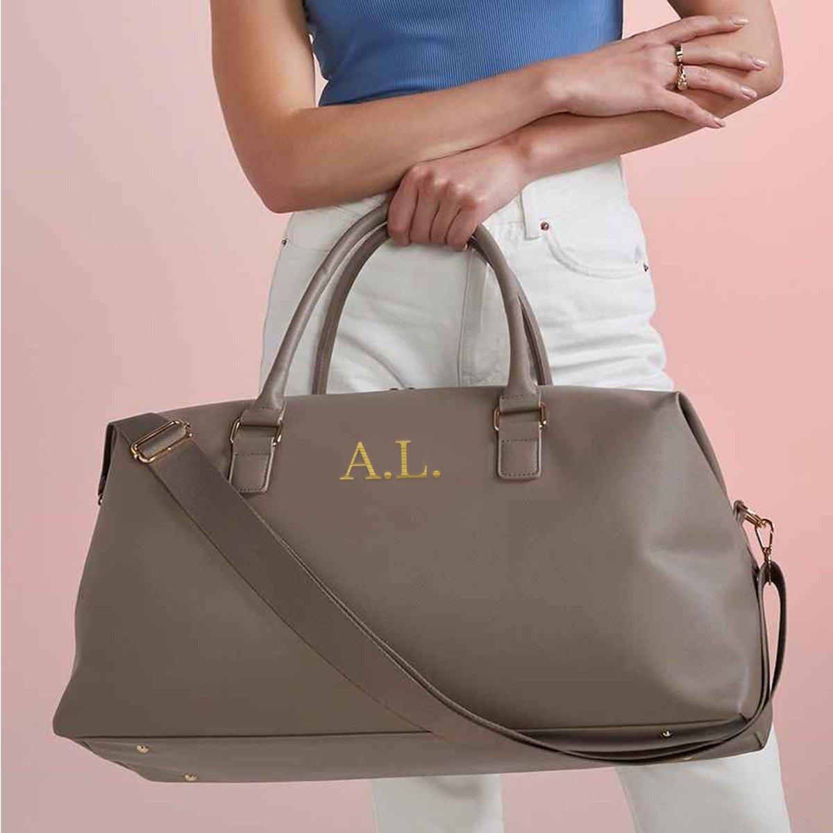 Personalised Initials Monogram Weekend Holdall Bag With Strap, Large Travel Bag, Initials Luggage Bag, Embroidered Bag, - Amy Lucy