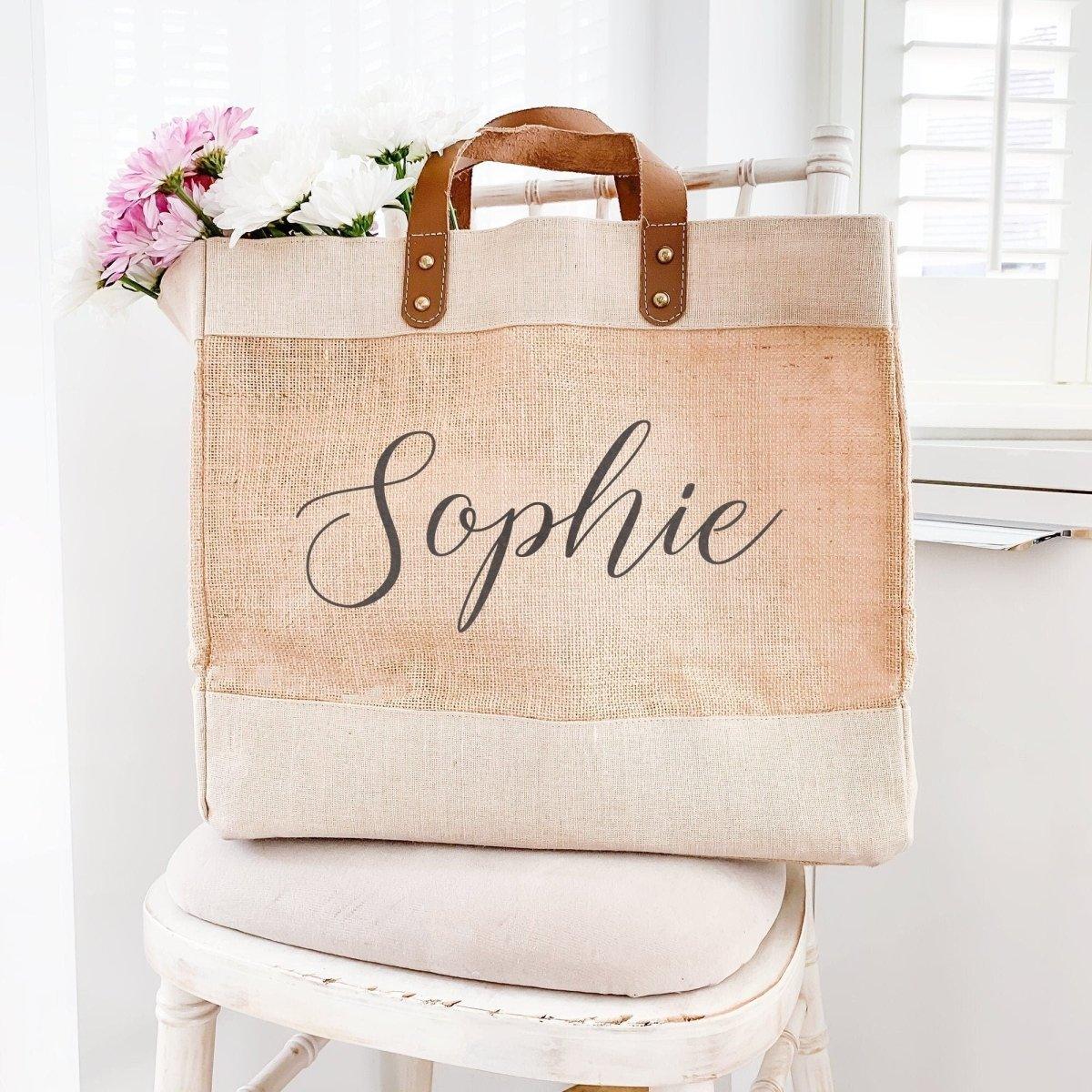 Personalised Jute Shopping Bag, Custom Name Jute Bag, Bridesmaid
