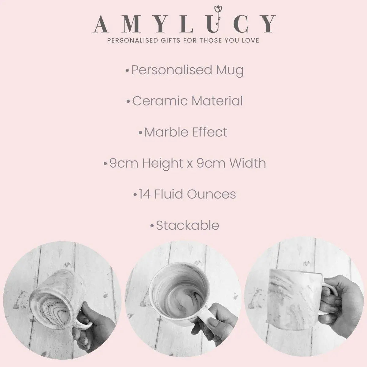 Personalised Marble Mug, Bridesmaid Mug, Custom Initial Mug, Personalised Office Mug, Name Mug, Coffee Mug, Gift for Her, Marble Homeware - Amy Lucy