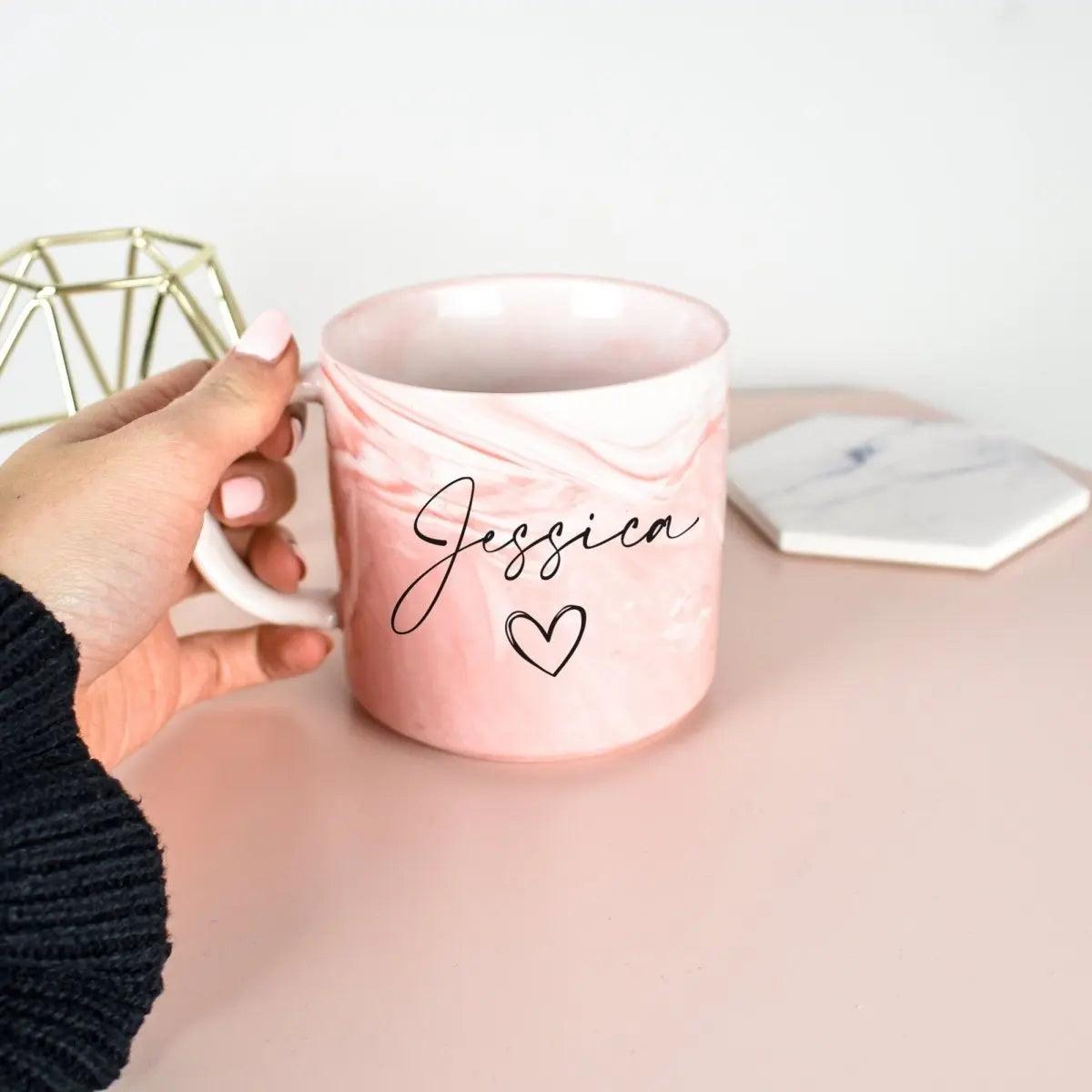 Personalised Marble Mug, Bridesmaid Mug, Custom Name Mug, Personalised Office Mug, Name Mug, Coffee Mug, Gift for Her, Marble Homeware - Amy Lucy
