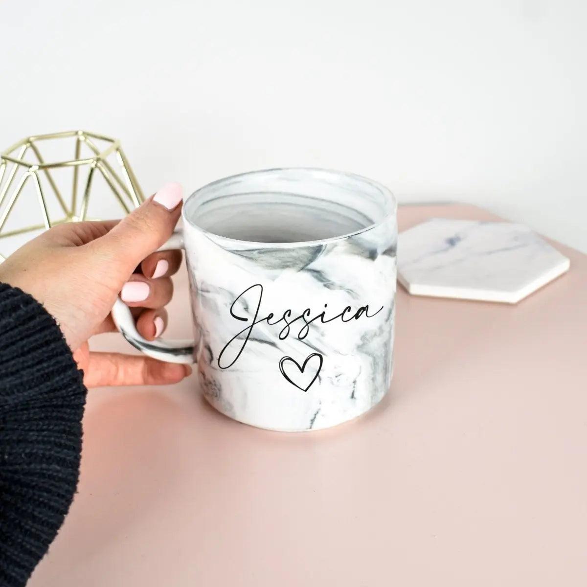 Personalised Marble Mug, Bridesmaid Mug, Custom Name Mug, Personalised Office Mug, Name Mug, Coffee Mug, Gift for Her, Marble Homeware - Amy Lucy