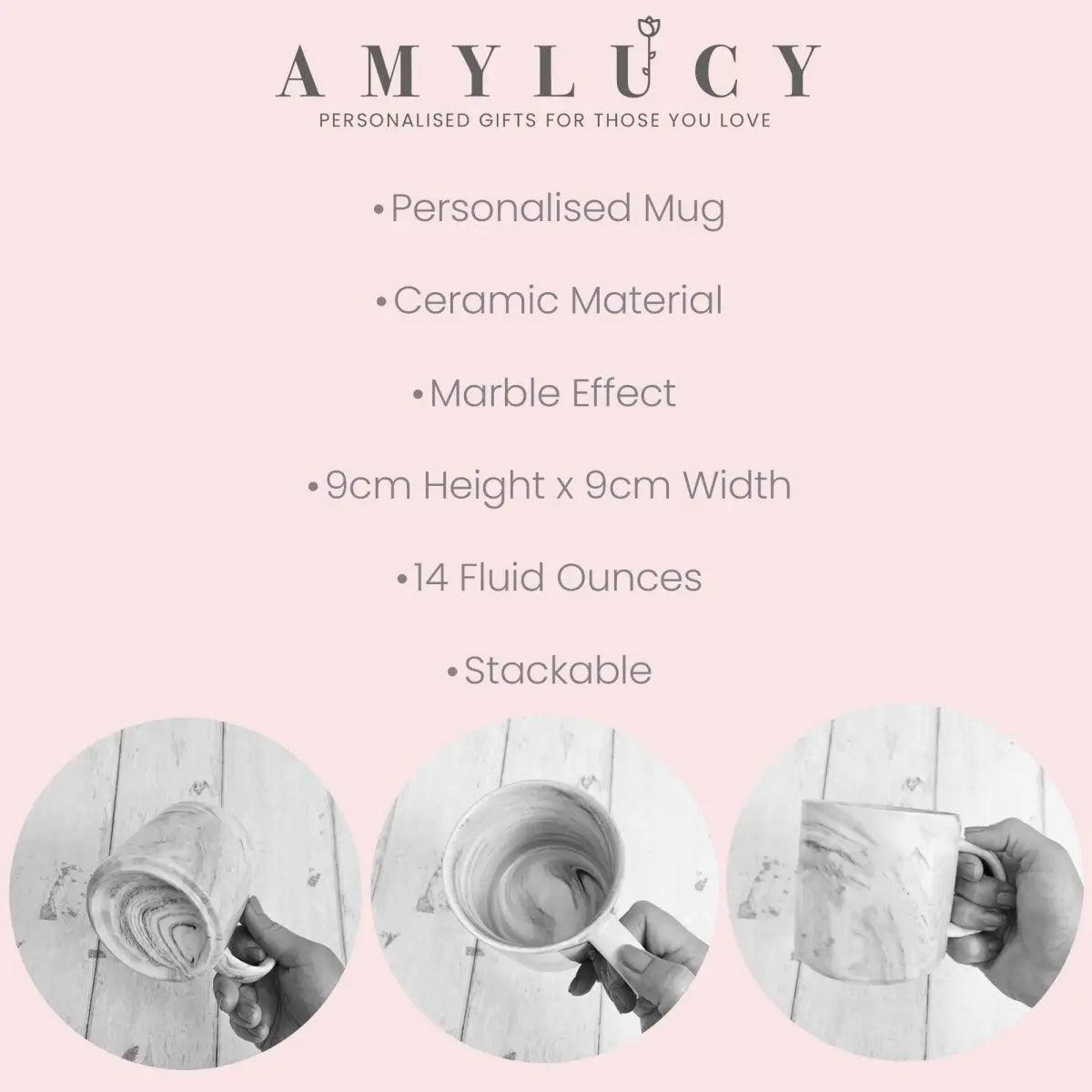 Personalised Marble Mug, Bridesmaid Mug, Custom Name Mug, Personalised Office Mug, Name Mug, Coffee Mug, Gift for Her, Marble Homeware - Amy Lucy