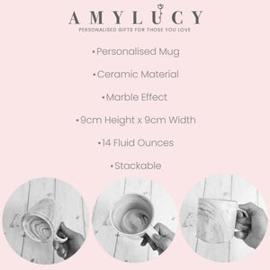 Personalised Marble Mug, Bridesmaid Mug, Custom Name Mug, Personalised Office Mug, Name Mug, Coffee Mug, Gift for Her, Marble Homeware - Amy Lucy