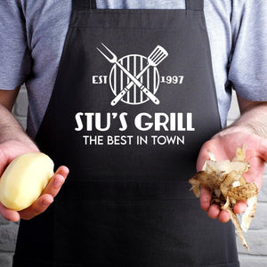 Personalised Men's Apron, BBQ Apron, Father's Day Dad Gift, Men's Barbecue Apron, Barbecue King, Summer BBQ, Cooking Gift, Apron For Him, - Amy Lucy