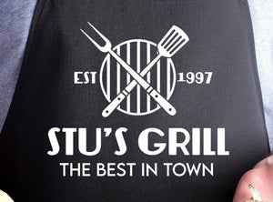 Personalised Men's Apron, BBQ Apron, Father's Day Dad Gift, Men's Barbecue Apron, Barbecue King, Summer BBQ, Cooking Gift, Apron For Him, - Amy Lucy