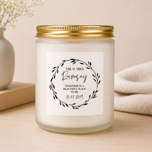 Personalised Metallic Anniversary Candle shown from the front
