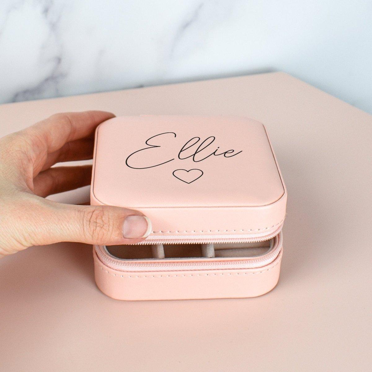 Personalised Mini Jewellery Box, Travel Jewellery Case, Bridesmaid Gift, Mothers Day, Jewellery Orangiser Storage, Travel Case, Gift for Her - Amy Lucy