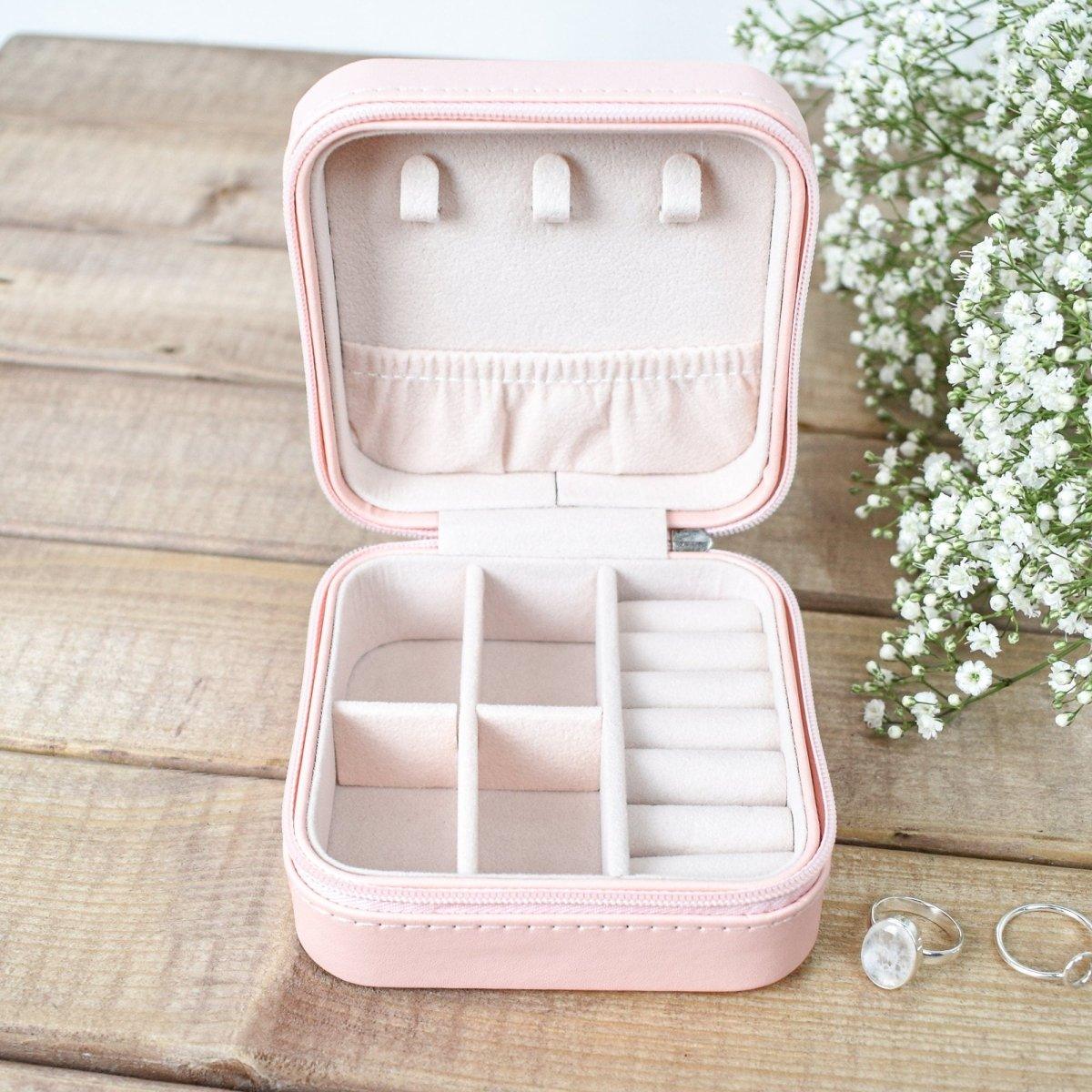 Personalised Mini Jewellery Box, Travel Jewellery Case, Bridesmaid Gift, Mothers Day, Jewellery Orangiser Storage, Travel Case, Gift for Her - Amy Lucy