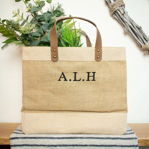 Personalised Monogram Jute Bag, Personalised Embroidered Initial Tote Bag, Luxury Shopper, Gift for Her, Mother's Day Bag, Custom Tote Bag - Amy Lucy