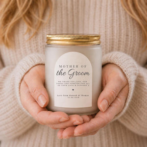 Personalised Mother of the Groom Candle Gift shown from the front