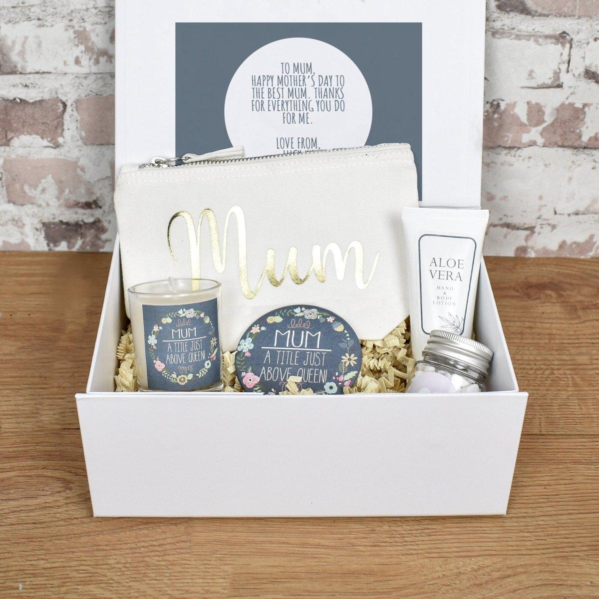 Personalised Mother's Day Gift Set, Mum Filled Gift Box, Mothers Day Hamper, Mothers Day UK, Nan Gift, Mum Queen Gift, Mum Gift Set - Amy Lucy