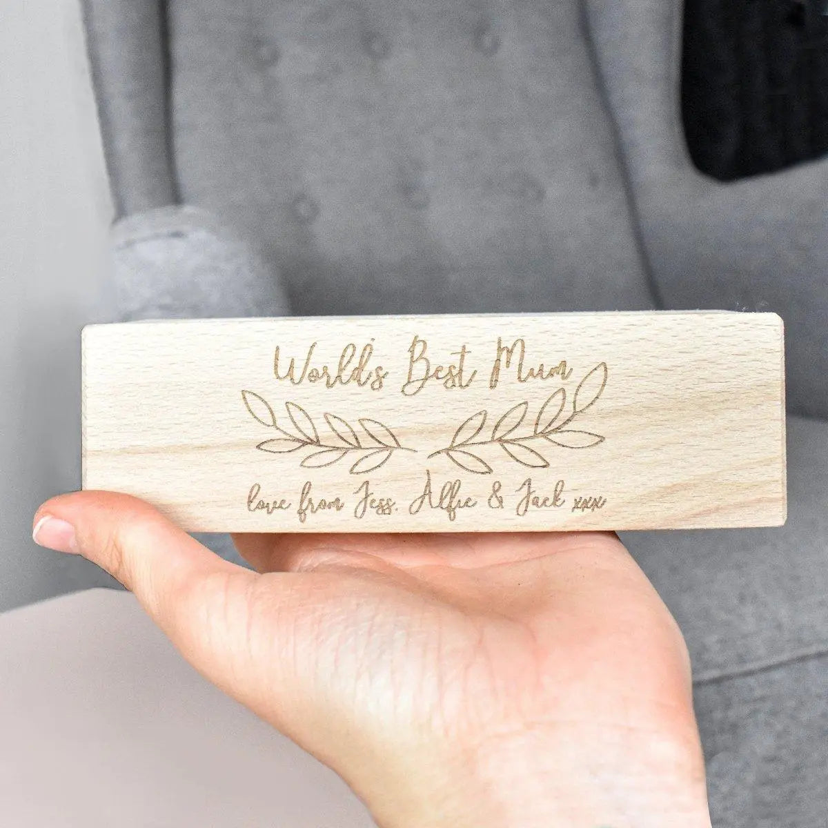 Personalised Mother's Day Tealight Holder with Candles, Engraved Candleholder, Mother's Day Candle, Personalised Gift for Mum, Wooden Candle - Amy Lucy