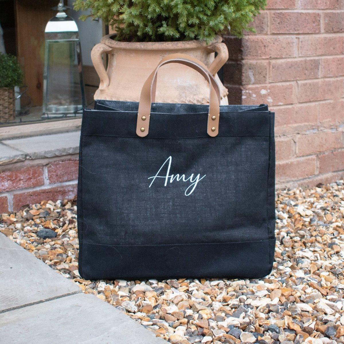 Personalised Name Jute Bag, Personalised Embroidered Tote Bag, Luxury Shopper, Gift for Her, Mother's Day Bag, Custom Tote Bag - Amy Lucy
