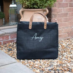 Personalised Name Jute Bag, Personalised Embroidered Tote Bag, Luxury Shopper, Gift for Her, Mother's Day Bag, Custom Tote Bag - Amy Lucy