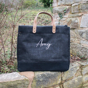 Personalised Name Jute Bag, Personalised Embroidered Tote Bag, Luxury Shopper, Gift for Her, Mother's Day Bag, Custom Tote Bag - Amy Lucy