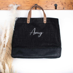 Personalised Name Jute Bag, Personalised Embroidered Tote Bag, Luxury Shopper, Gift for Her, Mother's Day Bag, Custom Tote Bag - Amy Lucy