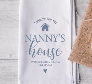 Personalised Nanny Tea Towel, Mother's Day Tea Towel, Personalised Gift for Nan, Nanny Gift, Mothers Day Gifts, Grandma Gift, Nana Tea Towel - Amy Lucy