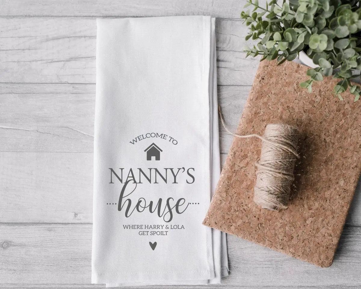 Personalised Nanny Tea Towel, Mother's Day Tea Towel, Personalised Gift for Nan, Nanny Gift, Mothers Day Gifts, Grandma Gift, Nana Tea Towel - Amy Lucy