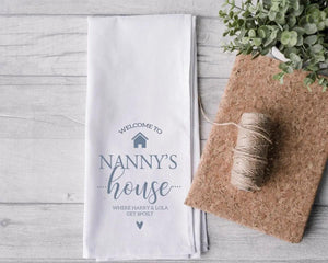 Personalised Nanny Tea Towel, Mother's Day Tea Towel, Personalised Gift for Nan, Nanny Gift, Mothers Day Gifts, Grandma Gift, Nana Tea Towel - Amy Lucy