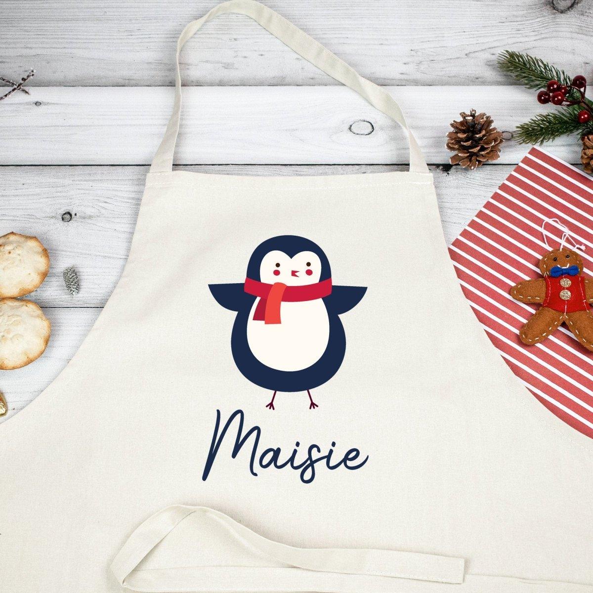 Personalised Penguin Apron, Personalised Christmas Apron, Christmas Gift for Her, Family Aprons, Matching Apron Set, Christmas Gifts - Amy Lucy