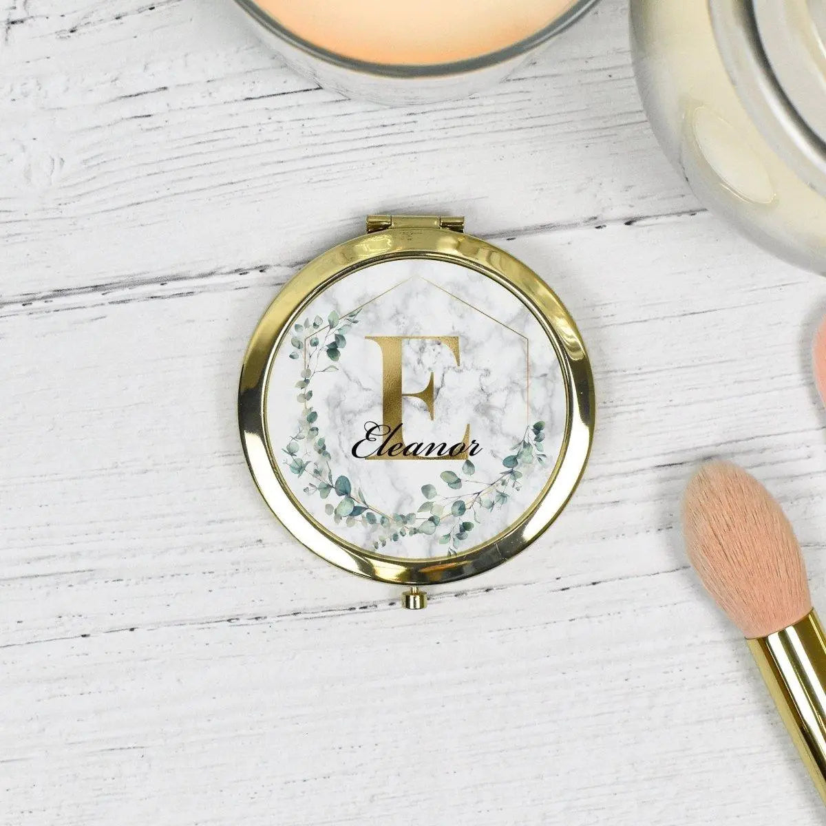 Personalised Pocket Mirror, Initial Bridesmaid Mirror, Eucalyptus Compact Mirror, Bridesmaid Gift, Hen Party Pocket Mirror, Pocket Mirrors - Amy Lucy