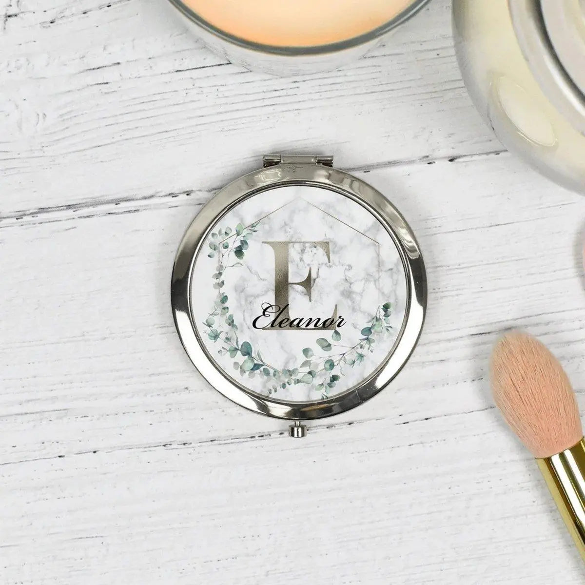 Personalised Pocket Mirror, Initial Bridesmaid Mirror, Eucalyptus Compact Mirror, Bridesmaid Gift, Hen Party Pocket Mirror, Pocket Mirrors - Amy Lucy