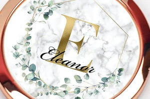 Personalised Pocket Mirror, Initial Bridesmaid Mirror, Eucalyptus Compact Mirror, Bridesmaid Gift, Hen Party Pocket Mirror, Pocket Mirrors - Amy Lucy