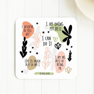 Personalised Positive Mental Health, Positivity Gift, Daily Affirmation Coaster, Encouragement Gift, Friendship Gift, Best Friend, Coaster - Amy Lucy