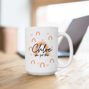 Personalised Rainbow Mug, Girl Mug, Rainbow Large Mug, You Got this Mug, Extra Large Mug, Work Mug, Rainbow Gift, Positivity Gift, 15oz Mug - Amy Lucy