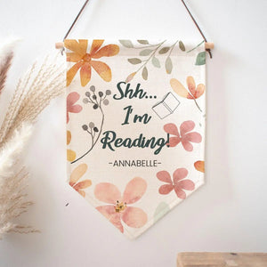 Personalised Reading Gift, Reading Corner Flag, Reading Lover Wall Art , Personalised Pennant Flag, Reading Lover Decor, Wall Hanging, Flag - Amy Lucy