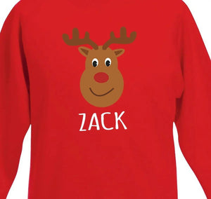 Personalised Reindeer Unisex Jumper, Children's Reindeer Christmas Jumper, Kids Christmas Sweatshirt, Child Christmas Jumper, Gender Neutral - Amy Lucy