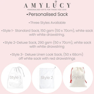 Personalised Santa Sack, Christmas Sack, Child's Kids Christmas Gift Sack, Kids Santa Bag, Santa Toy Bag, Santa Toy Sack, Kids Drawstring, - Amy Lucy