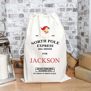 Personalised Santa Sack, Christmas Sack, Child's Kids Christmas Gift Sack, Cotton Santa Bag, Santa Toy Bag, Santa Toy Sack, Kids Drawstring, - Amy Lucy