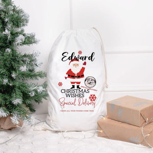 Personalised Santa Sack, Christmas Sack, Child's Kids Christmas Gift Sack, Kids Santa Bag, Santa Toy Bag, Santa Toy Sack, Kids Drawstring, - Amy Lucy