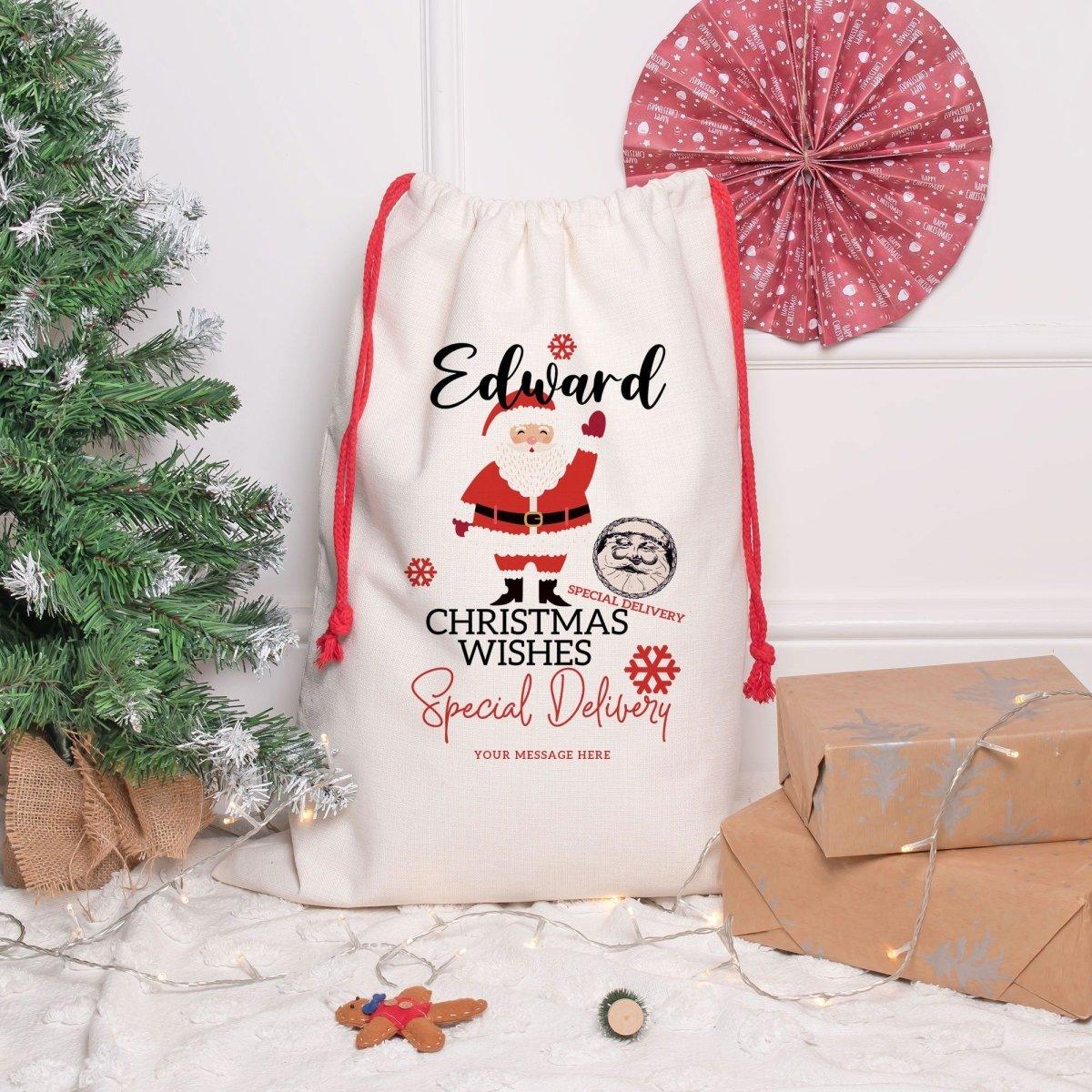 Personalised Santa Sack, Christmas Sack, Child's Kids Christmas Gift Sack, Kids Santa Bag, Santa Toy Bag, Santa Toy Sack, Kids Drawstring, - Amy Lucy