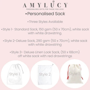Personalised Santa Sack, Delivery Santa Sack, Christmas Gift Sack, Childs Name Xmas Sacks, Mail Service, Children Sack, Drawstring Sack - Amy Lucy
