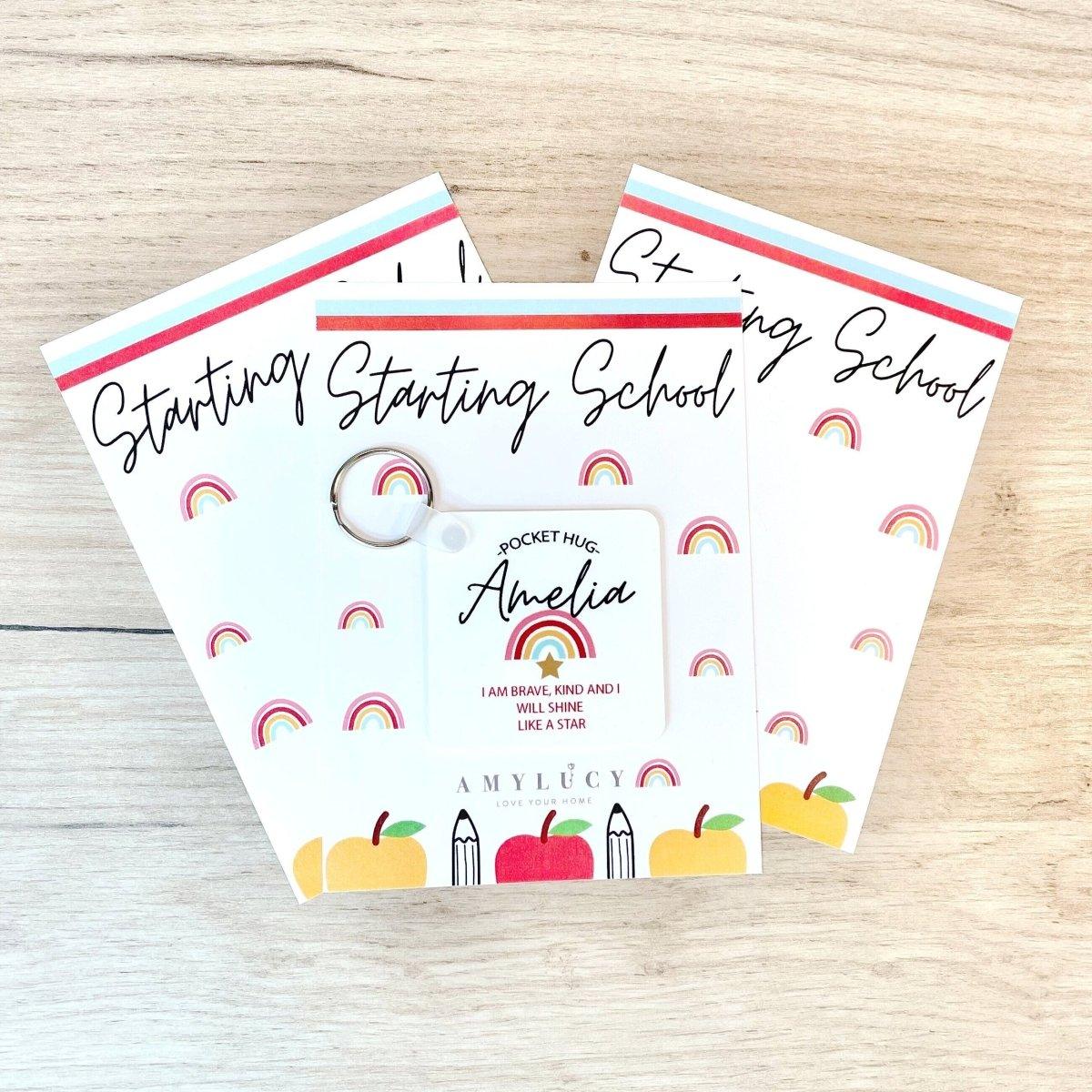 Personalised Starting School Pocket Hug, School Pocket Hug Keyring, Hug Keyring, Starting School Gift, Small Starting School Gift, Keychain - Amy Lucy