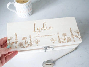 Personalised Tea Box, Engraved Wooden Tea Box, Personalised Mothers Day Gift, Mothers Day Box, Nanny Tea Box, Mum Tea Box, Personalised Tea - Amy Lucy
