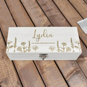 Personalised Tea Box, Engraved Wooden Tea Box, Personalised Mothers Day Gift, Mothers Day Box, Nanny Tea Box, Mum Tea Box, Personalised Tea - Amy Lucy