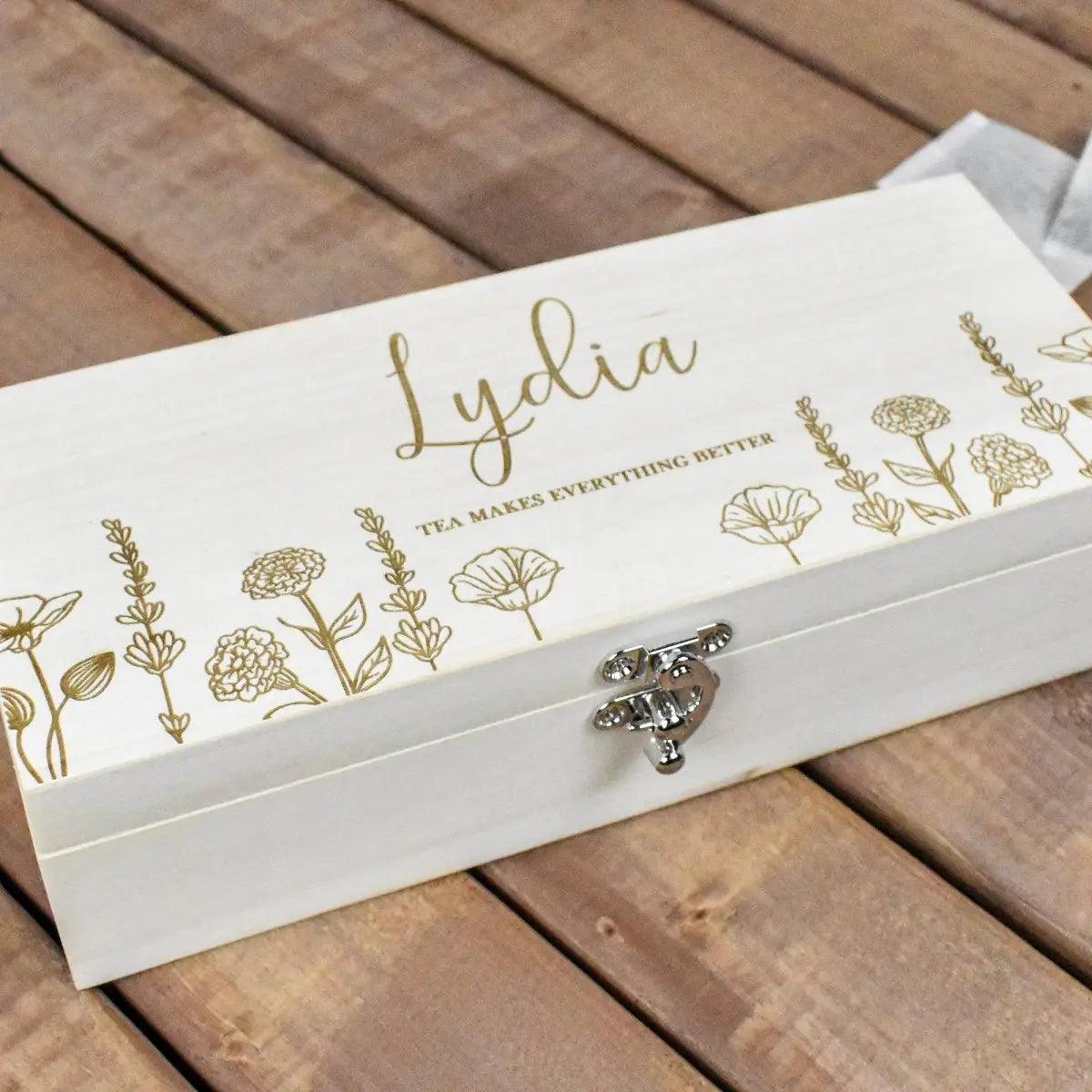Personalised Tea Box, Engraved Wooden Tea Box, Personalised Mothers Day Gift, Mothers Day Box, Nanny Tea Box, Mum Tea Box, Personalised Tea - Amy Lucy