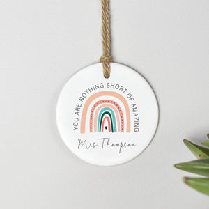 Personalised Teacher Gift, Lockdown Teacher Ornament, Personalised Teacher Classroom Gift, Personalised Rainbow Gift, Teaching Assistant - Amy Lucy