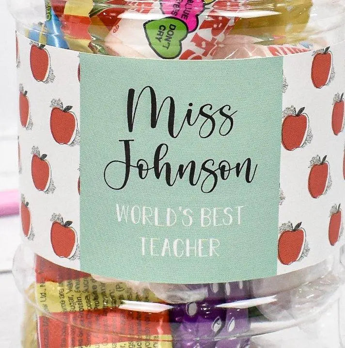 Personalised Teacher Sweet Jar, Teacher Gift Sweets, DIY Label, School Teacher Gift, Bright Personalised Teacher Gift, Personalised Gifts, - Amy Lucy